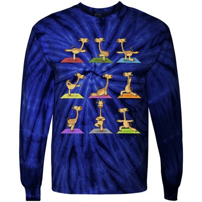 Giraffe Yoga Funny Giraffes In Yoga Poses Sports Ee Tie-Dye Long Sleeve Shirt