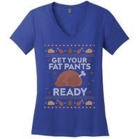 Get Your Fat Pants Ready Funny Ugly Thanksgiving Funny Gift Women's V-Neck T-Shirt