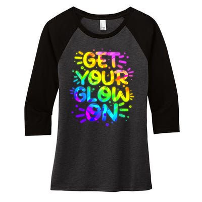 Get Your Glow On Women's Tri-Blend 3/4-Sleeve Raglan Shirt