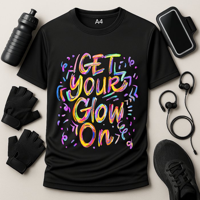 Get Your Glow On Retro Colorful Quote Group Team Tie Dye Performance Shirt