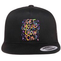 Get Your Glow On Retro Colorful Quote Group Team Tie Dye Flatbill Hat