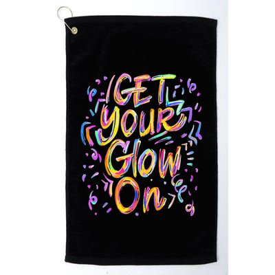 Get Your Glow On Retro Colorful Quote Group Team Tie Dye Golf Towel