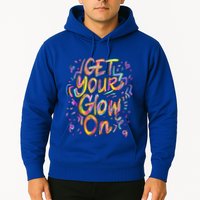 Get Your Glow On Retro Colorful Quote Group Team Tie Dye Hoodie