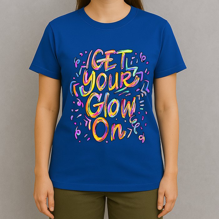 Get Your Glow On Retro Colorful Quote Group Team Tie Dye T-Shirt