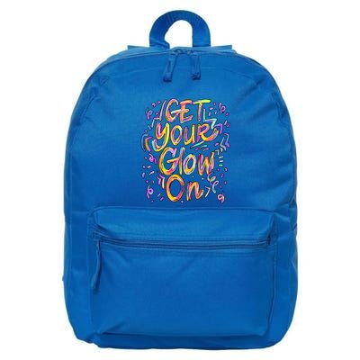 Get Your Glow On Retro Colorful Quote Group Team Tie Dye 16 in Basic Backpack
