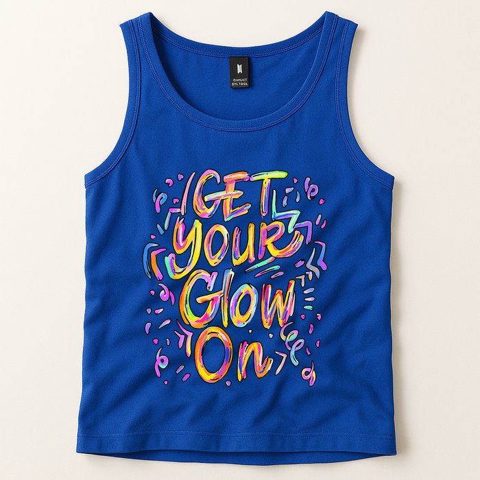Get Your Glow On Retro Colorful Quote Group Team Tie Dye Tank Top