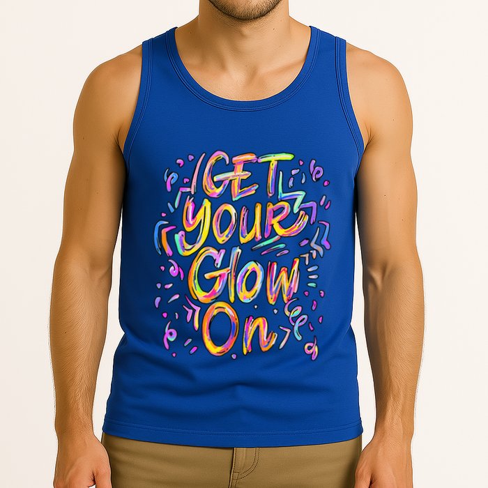 Get Your Glow On Retro Colorful Quote Group Team Tie Dye Tank Top
