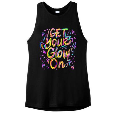 Get Your Glow On 80s Music Party Ladies PosiCharge Tri-Blend Wicking Tank