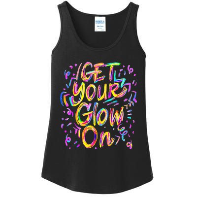 Get Your Glow On 80s Music Party Ladies Essential Tank