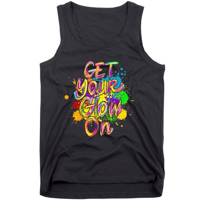 Get Your Glow On Glow Party 80s Retro Neon Let's Glow Crazy Tank Top