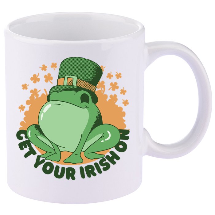 Get Your Irish On St Patricks Day Frog 11oz C Handle Ceramic Mug