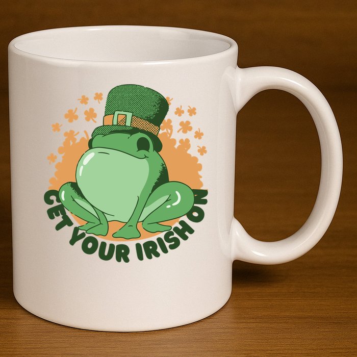 Get Your Irish On St Patricks Day Frog 11oz C Handle Ceramic Mug