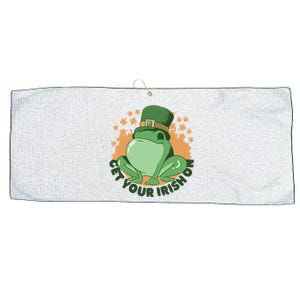 Get Your Irish On St Patricks Day Frog Large Microfiber Waffle Golf Towel