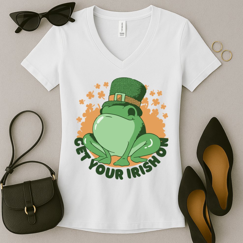 Get Your Irish On St Patricks Day Frog Women's V-Neck T-Shirt