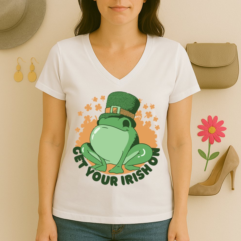 Get Your Irish On St Patricks Day Frog Women's V-Neck T-Shirt