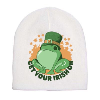 Get Your Irish On St Patricks Day Frog Short Acrylic Beanie