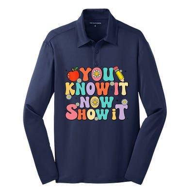 Groovy You Know It Now Show It Test Day Testing Day 2024 Silk Touch Performance Long Sleeve Polo