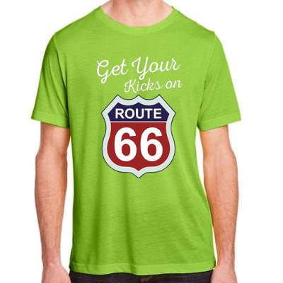 Get Your Kicks Route 66 Distressed 60S Adult ChromaSoft Performance T-Shirt