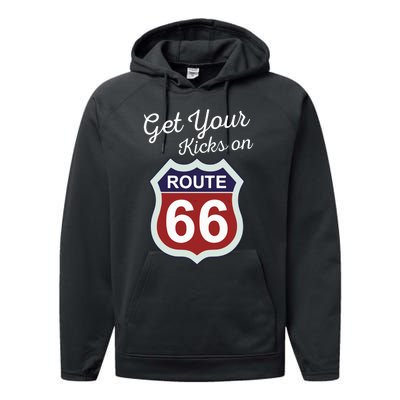 Get Your Kicks Route 66 Distressed 60S Performance Fleece Hoodie