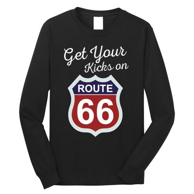 Get Your Kicks Route 66 Distressed 60S Long Sleeve Shirt