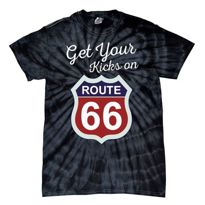 Get Your Kicks Route 66 Distressed 60S Tie-Dye T-Shirt