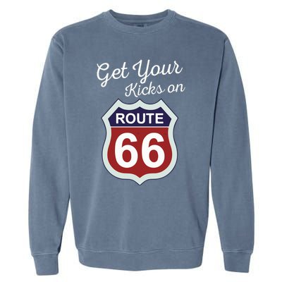 Get Your Kicks Route 66 Distressed 60S Garment-Dyed Sweatshirt