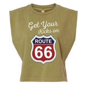 Get Your Kicks Route 66 Distressed 60S Garment-Dyed Women's Muscle Tee