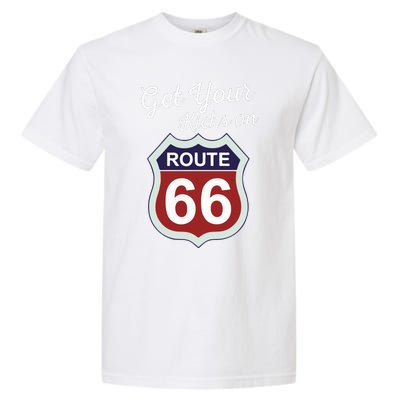 Get Your Kicks Route 66 Distressed 60S Garment-Dyed Heavyweight T-Shirt