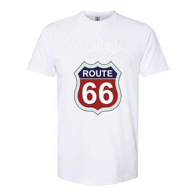 Get Your Kicks Route 66 Distressed 60S Softstyle CVC T-Shirt