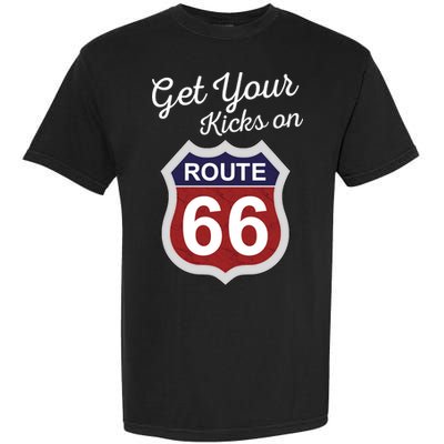 Get Your Kicks Route 66 Distressed 60's Garment-Dyed Heavyweight T-Shirt