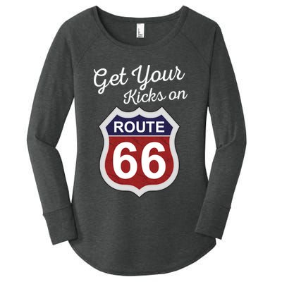 Get Your Kicks Route 66 Distressed 60's Women's Perfect Tri Tunic Long Sleeve Shirt