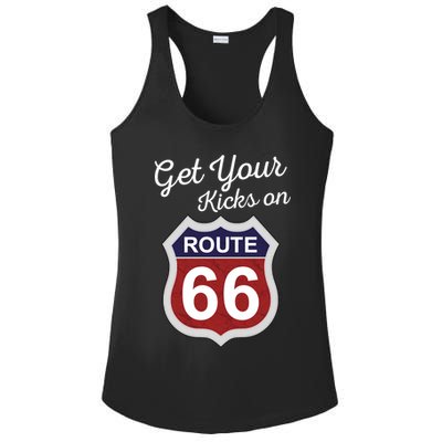 Get Your Kicks Route 66 Distressed 60's Ladies PosiCharge Competitor Racerback Tank