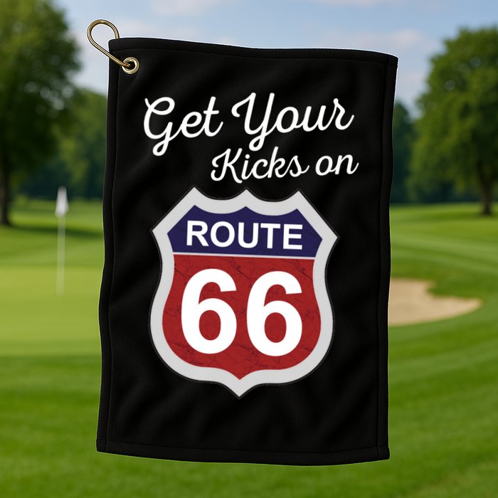 Get Your Kicks Route 66 Distressed 60's Golf Towel
