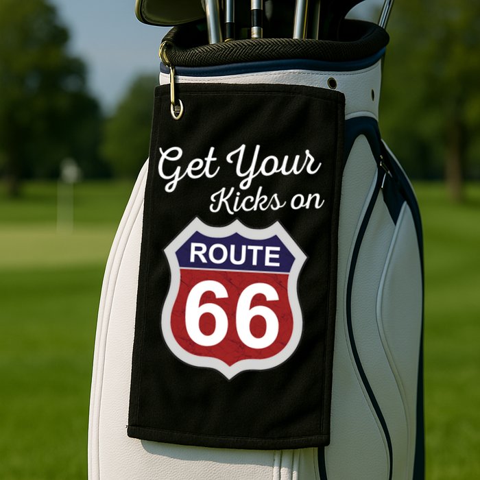 Get Your Kicks Route 66 Distressed 60's Golf Towel