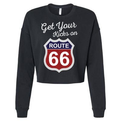 Get Your Kicks Route 66 Distressed 60's Cropped Pullover Crew