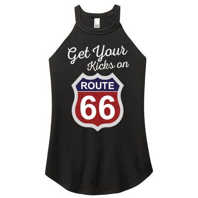 Get Your Kicks Route 66 Distressed 60's Women's Perfect Tri Rocker Tank