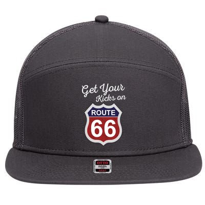 Get Your Kicks Route 66 Distressed 60's 7 Panel Mesh Trucker Snapback Hat