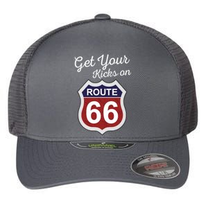 Get Your Kicks Route 66 Distressed 60's Flexfit Unipanel Trucker Cap