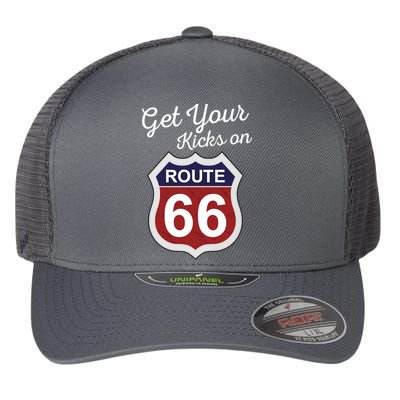 Get Your Kicks Route 66 Distressed 60's Flexfit Unipanel Trucker Cap