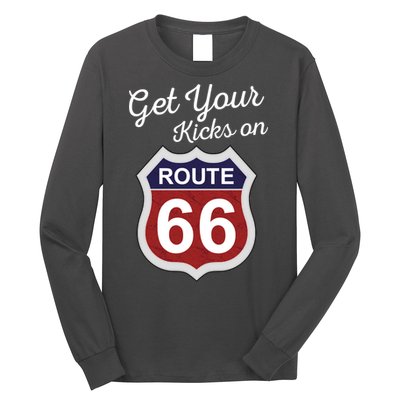 Get Your Kicks Route 66 Distressed 60's Long Sleeve Shirt