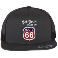 Get Your Kicks Route 66 Distressed 60's Flat Bill Trucker Hat
