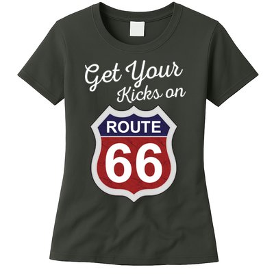Get Your Kicks Route 66 Distressed 60's Womens T-Shirt