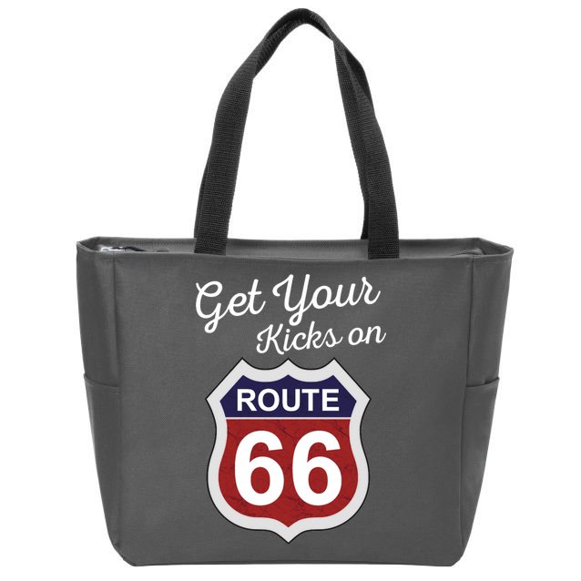 Get Your Kicks Route 66 Distressed 60's Zip Tote Bag