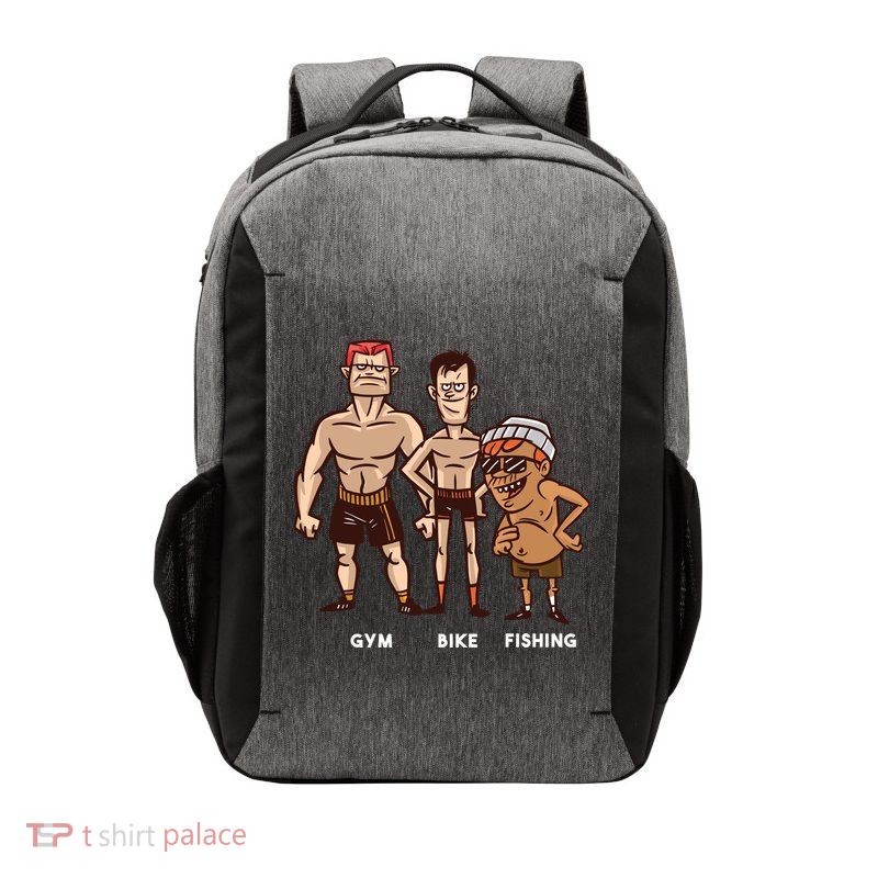Gym Bike Fishing Funny Vector Backpack