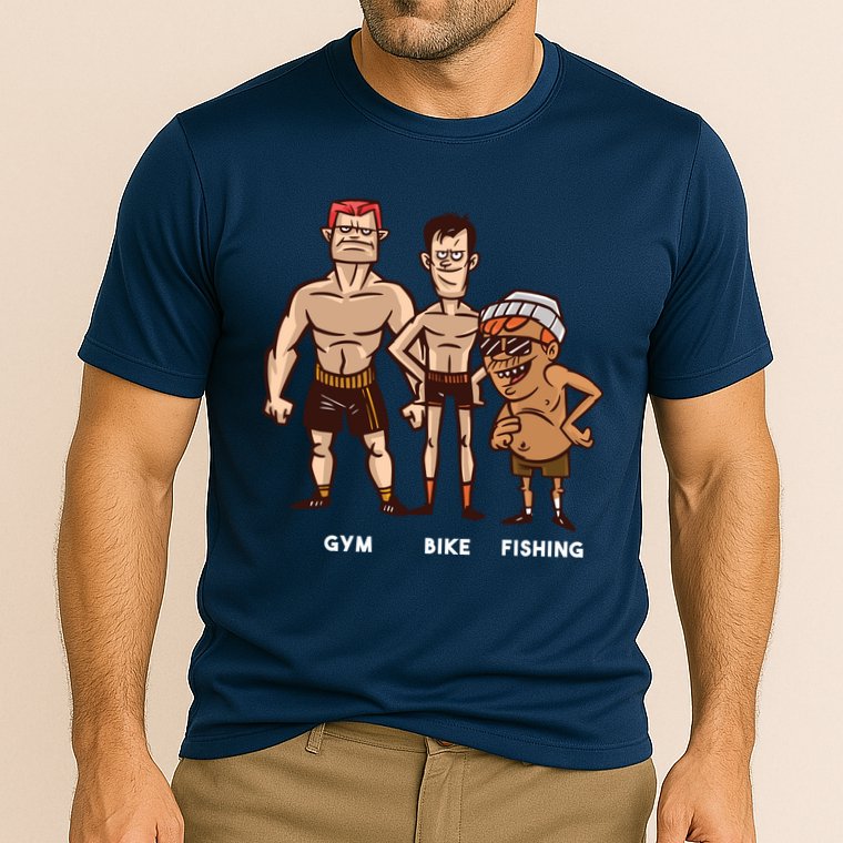 Gym Bike Fishing Funny Cooling Performance Crew T-Shirt