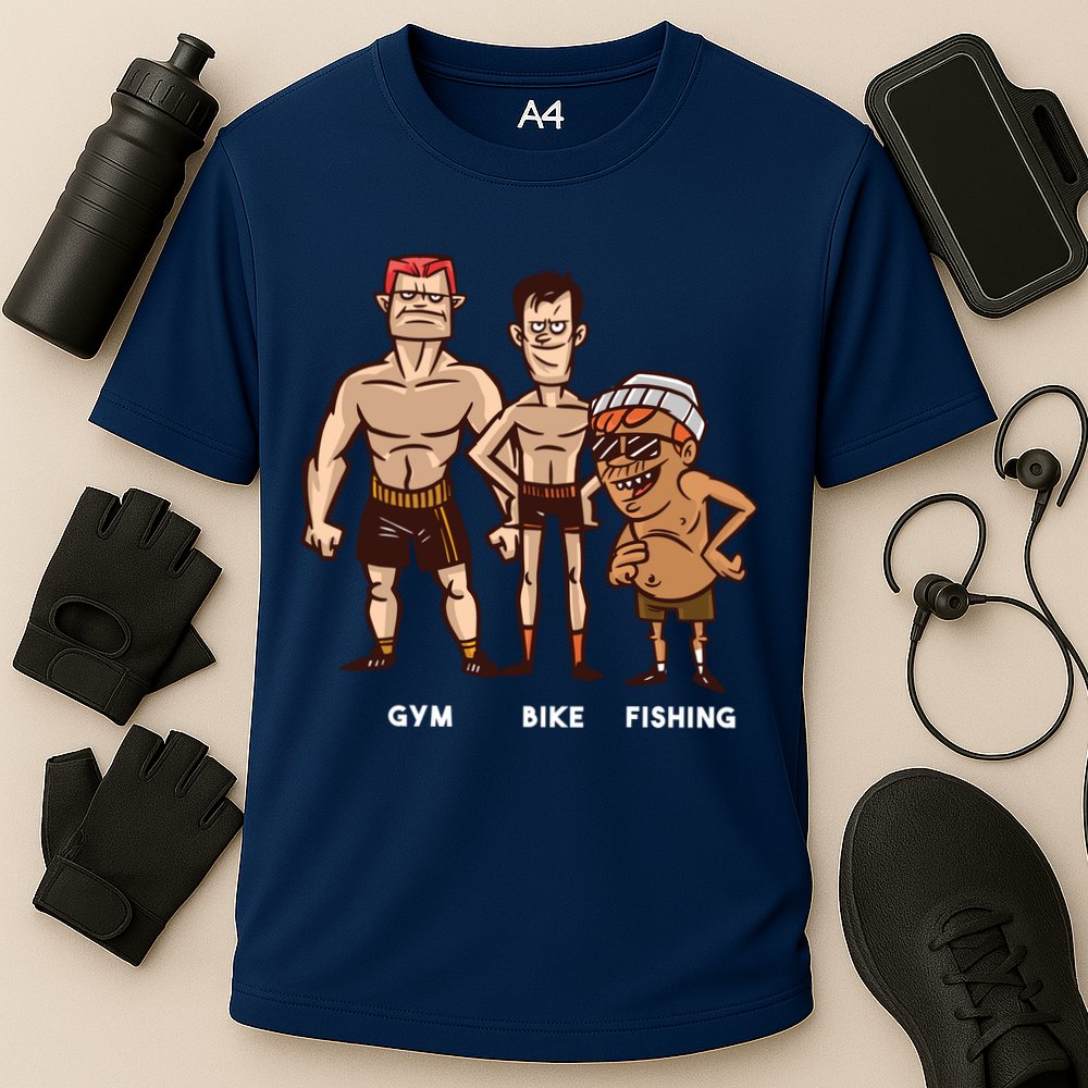 Gym Bike Fishing Funny Cooling Performance Crew T-Shirt