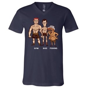 Gym Bike Fishing Funny V-Neck T-Shirt