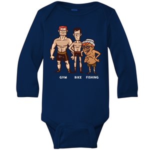 Gym Bike Fishing Funny Baby Long Sleeve Bodysuit