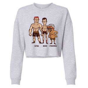 Gym Bike Fishing Funny Cropped Pullover Crew