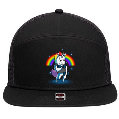 Gym Unicorn Weightlifting 7 Panel Mesh Trucker Snapback Hat